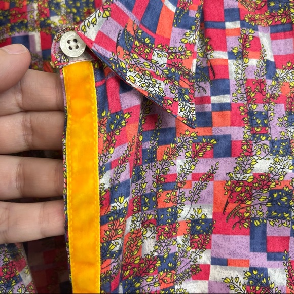 PaperWhite Plaid Floral Twig Velvet Button Blouse - Picture 2 of 8